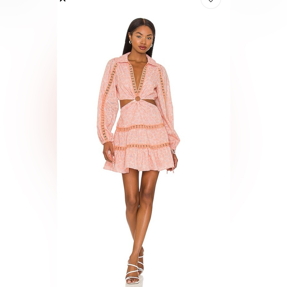 TULAROSA celina mini dress with long sleeve and ring detail